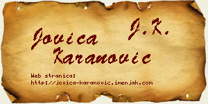 Jovica Karanović vizit kartica